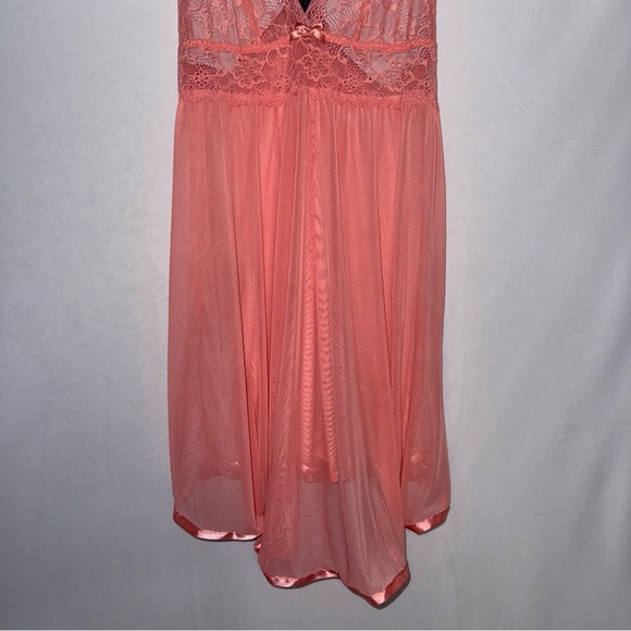 Fairy Princess Babydoll Pink Lace Mesh Halter Chemise Balletcore Dress Lingerie - Picture 7 of 9